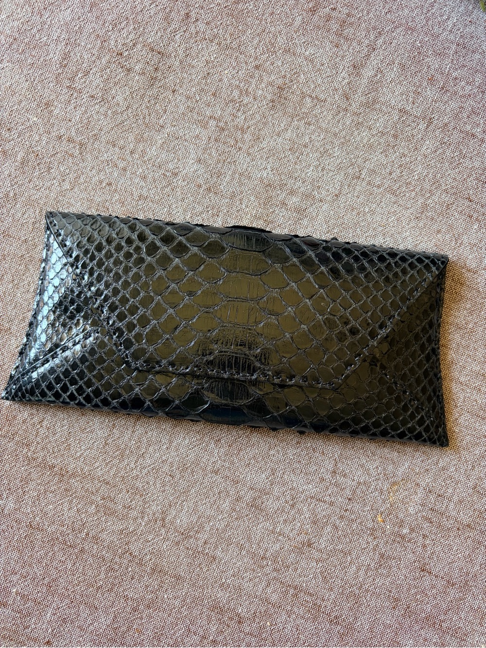 VBH Manila Black Snakeskin Envelope Clutch